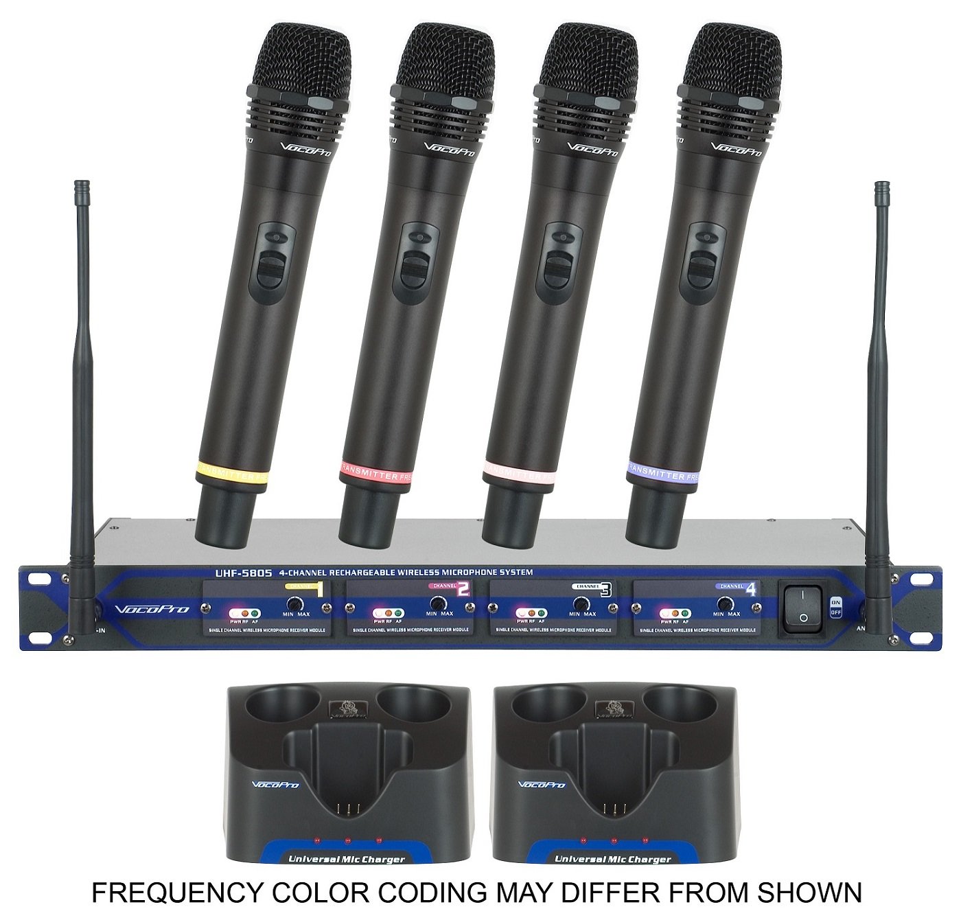 VocoPro UHF5805 4Ch UHF Rechargeable Wireless Microphone System (900MHz)