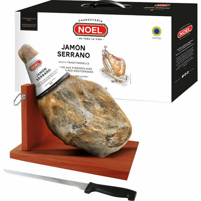 Jamon Serrano Noel Gift Set ( Includes Half Serrano Ham, Jamonera & Traditional Jamon Knife )