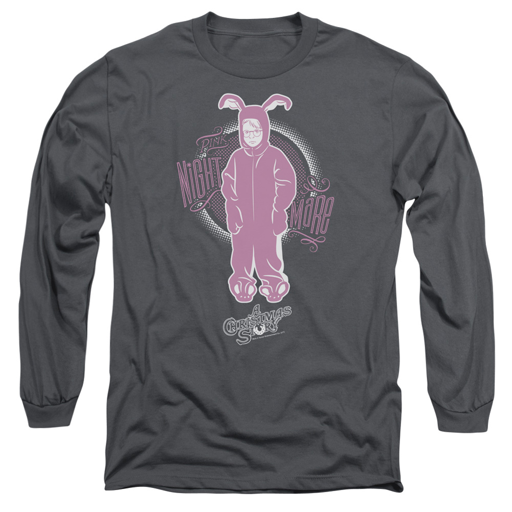 A Christmas Story Long Sleeve Shirt Pink Nightmare Charcoal Tee TShirt