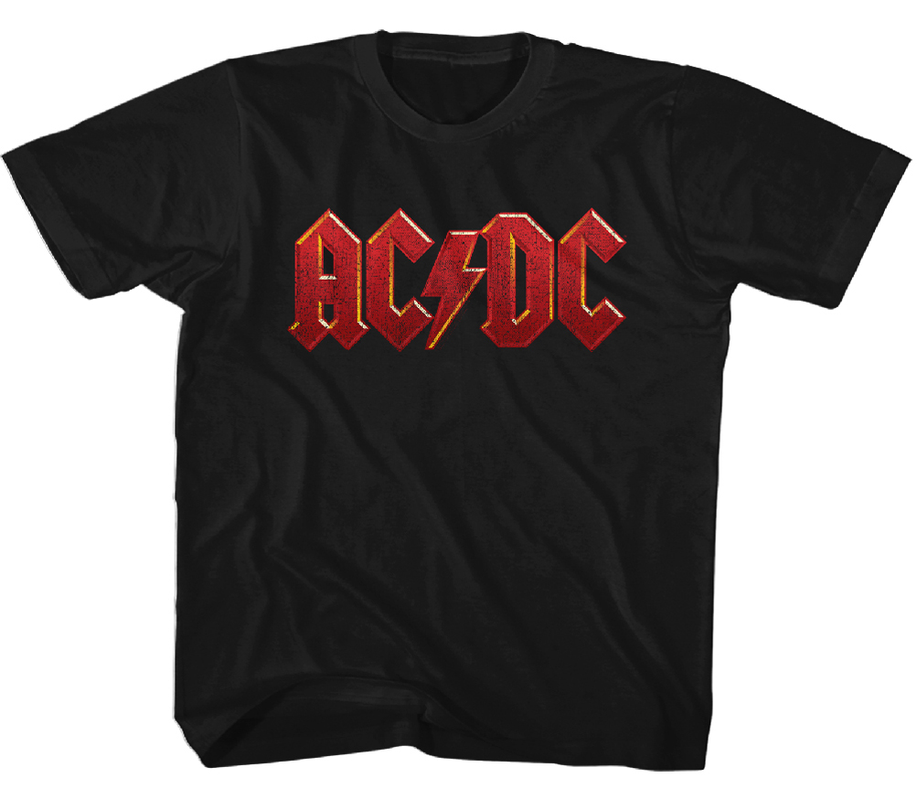AC/DC Kids Shirt Red Band Logo Black Youth T-Shirt - AC/DC Distress Red ...
