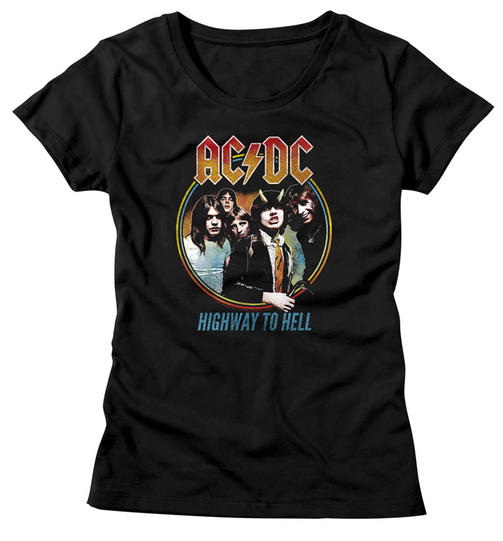 T-shirt AC/DC Highway Homme - 100% Coton, Imprimé Grand Logo Devant, Col Rond, Lavable Machine