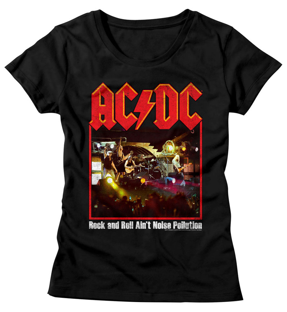 AC/DC Shirt Juniors Rock And Roll Ain't Noise Pollution Black T-Shirt ...