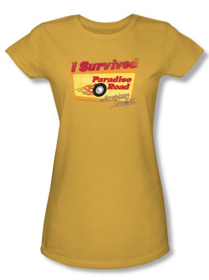 American Graffiti Juniors Tshirt Movie Paradise Road Gold Tee Shirt American Graffiti