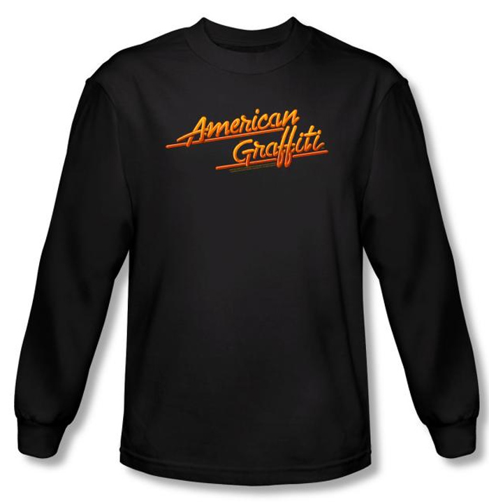 American Graffiti Long Sleeve Tshirt Movie Neon Logo Black Tee Shirt American Graffiti Neon