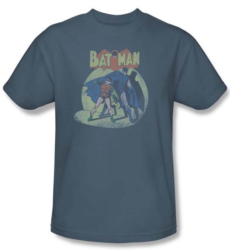 Batman And Robin Tshirt In The Spotlight DC Comics Adult Slate
