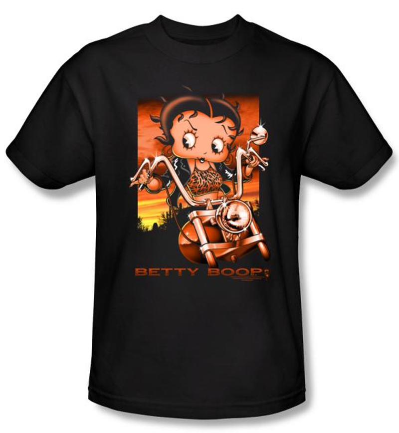 Betty Boop Kids T-shirt Sunset Rider Youth Black Tee Shirt - Betty Boop ...