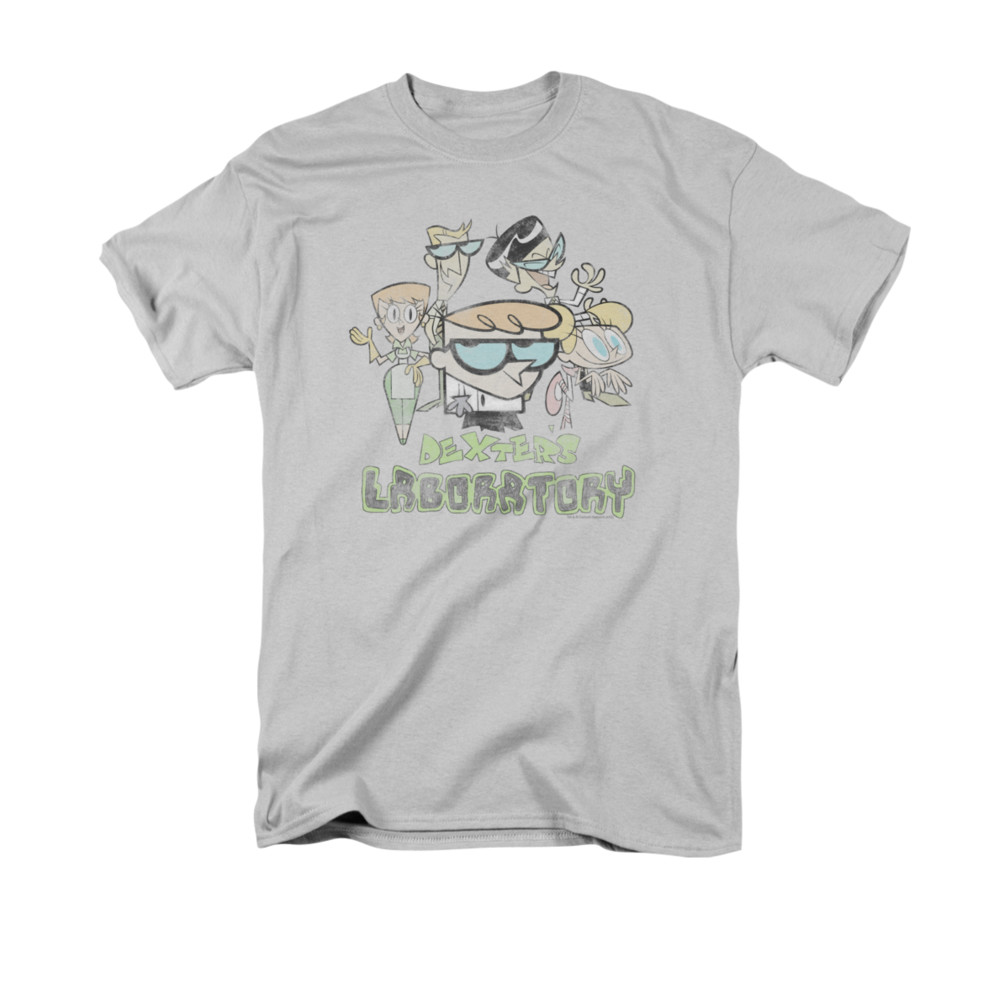 Dexter's Laboratory Shirt Vintage Cast Adult Silver Tee TShirt