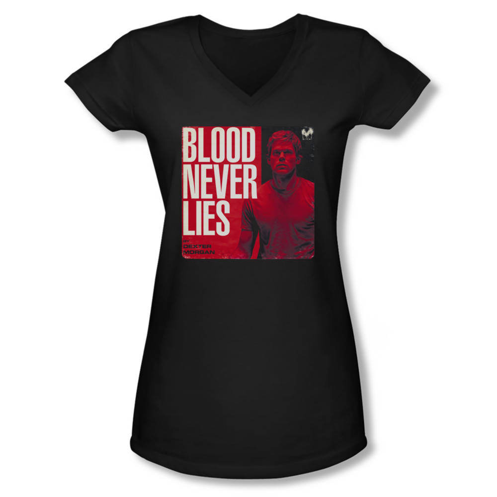Maglietta Unisex Dexter 'Blood Never Lies' – Colore Nero, Taglia L, Cotone Ringspun, Licenza Ufficiale