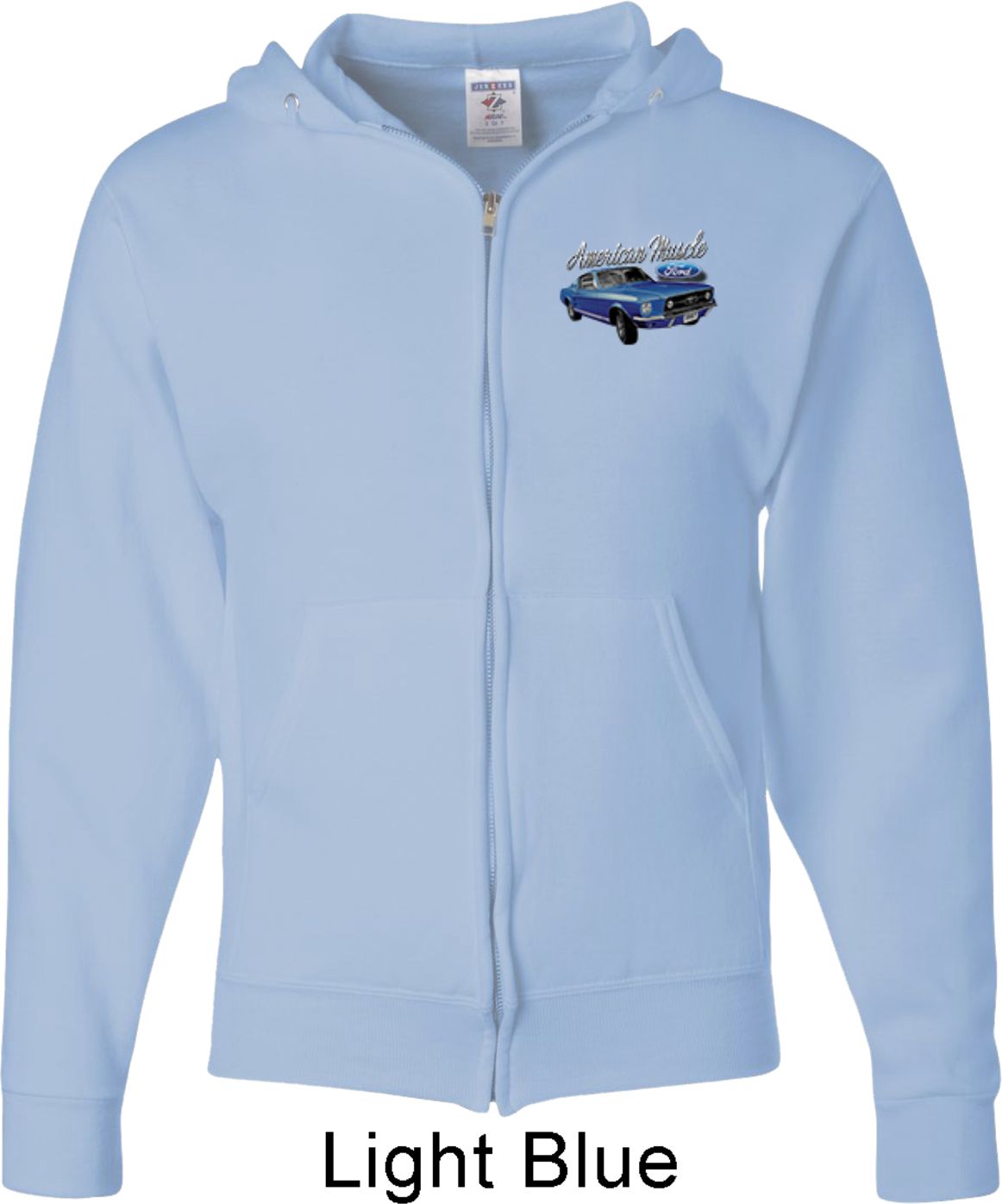 Ford American Muscle 1967 Mustang Pocket Print Mens Full Zip Hoodie