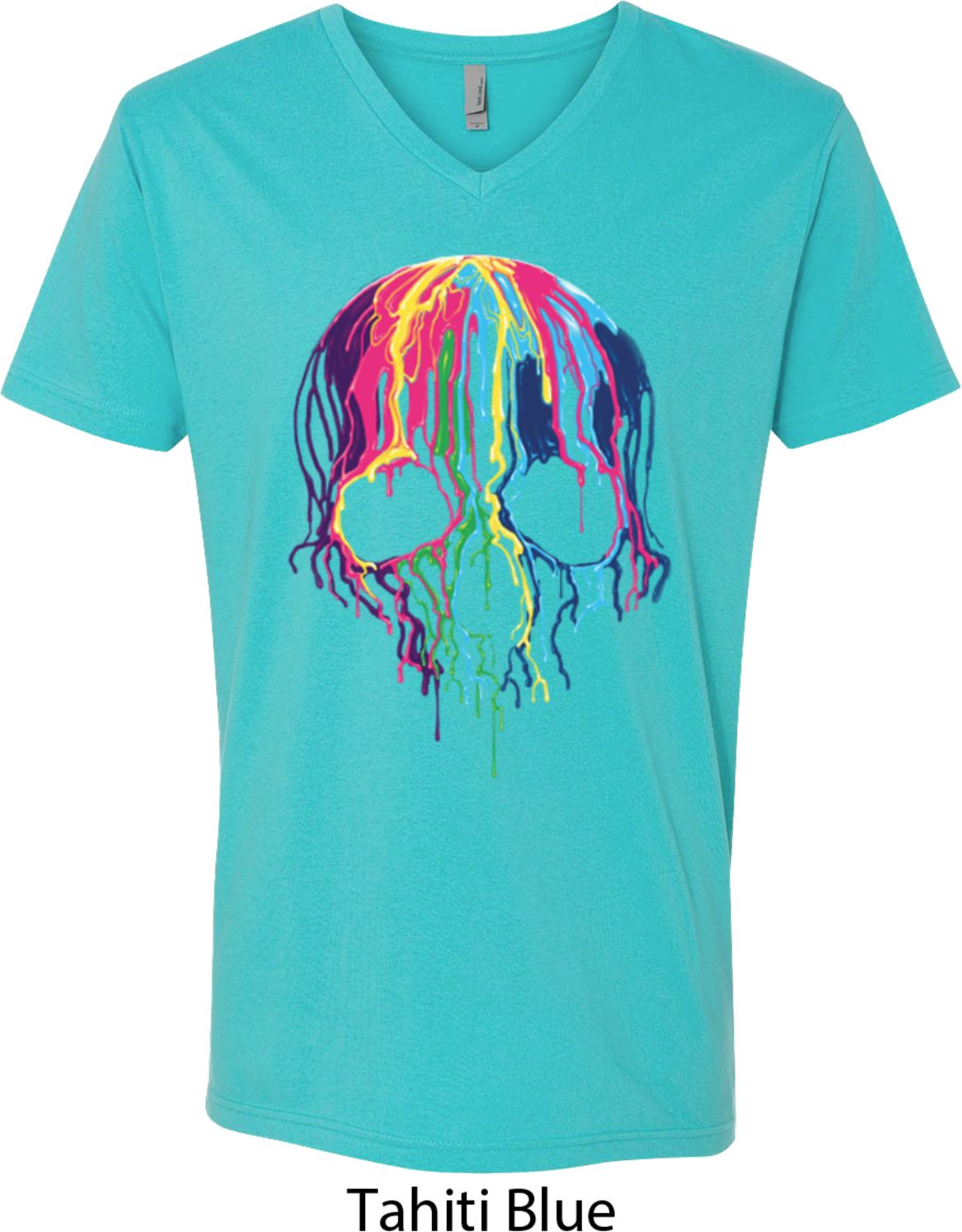 Halloween Melting Skull Mens VNeck Shirt Melting Skulls Mens