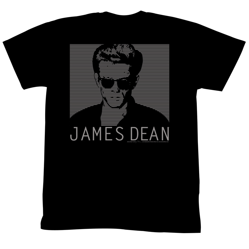 James Dean Tshirt Actor Striped Up Dean Adult Black Tee Shirt James
