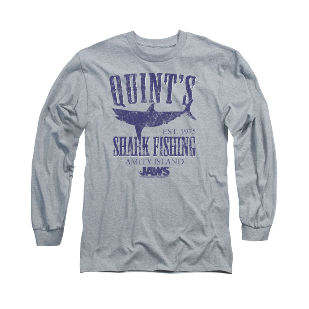 Jaws Shirt Quint's Long Sleeve Athletic Heather Tee TShirt Jaws