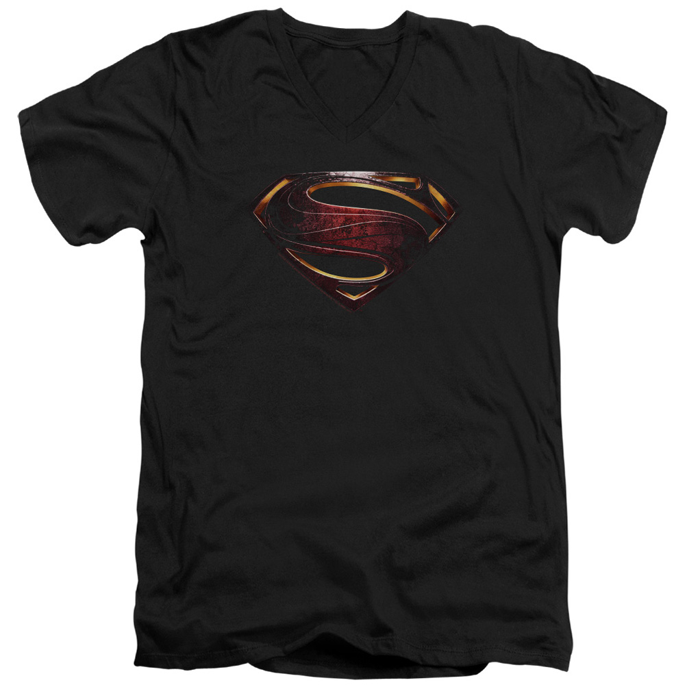 Justice League Movie Slim Fit VNeck Shirt Superman Logo Black TShirt Justice League Movie