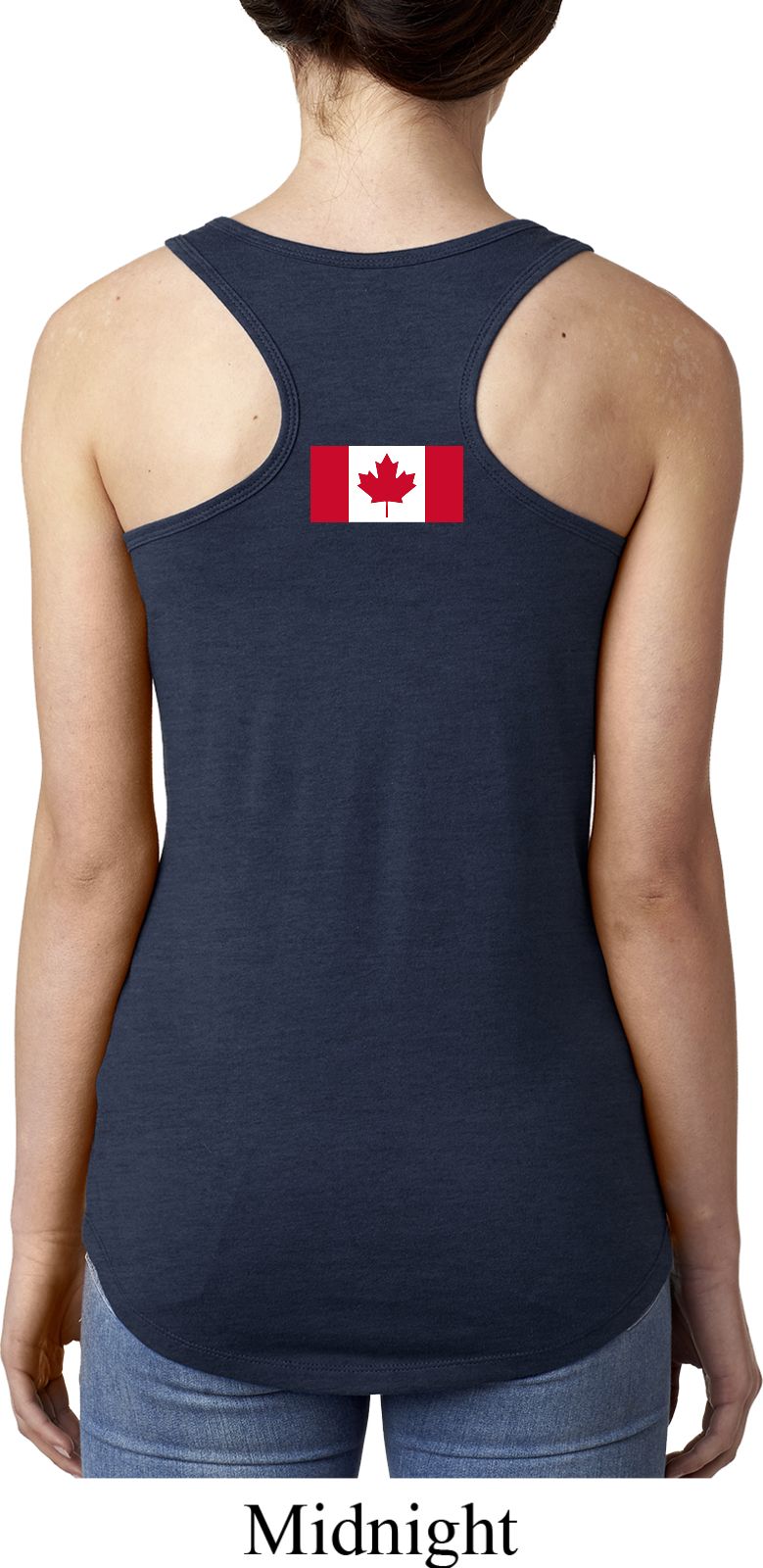 Ladies Canadian Flag Back Print Ideal Racerback Canadian Flag Back