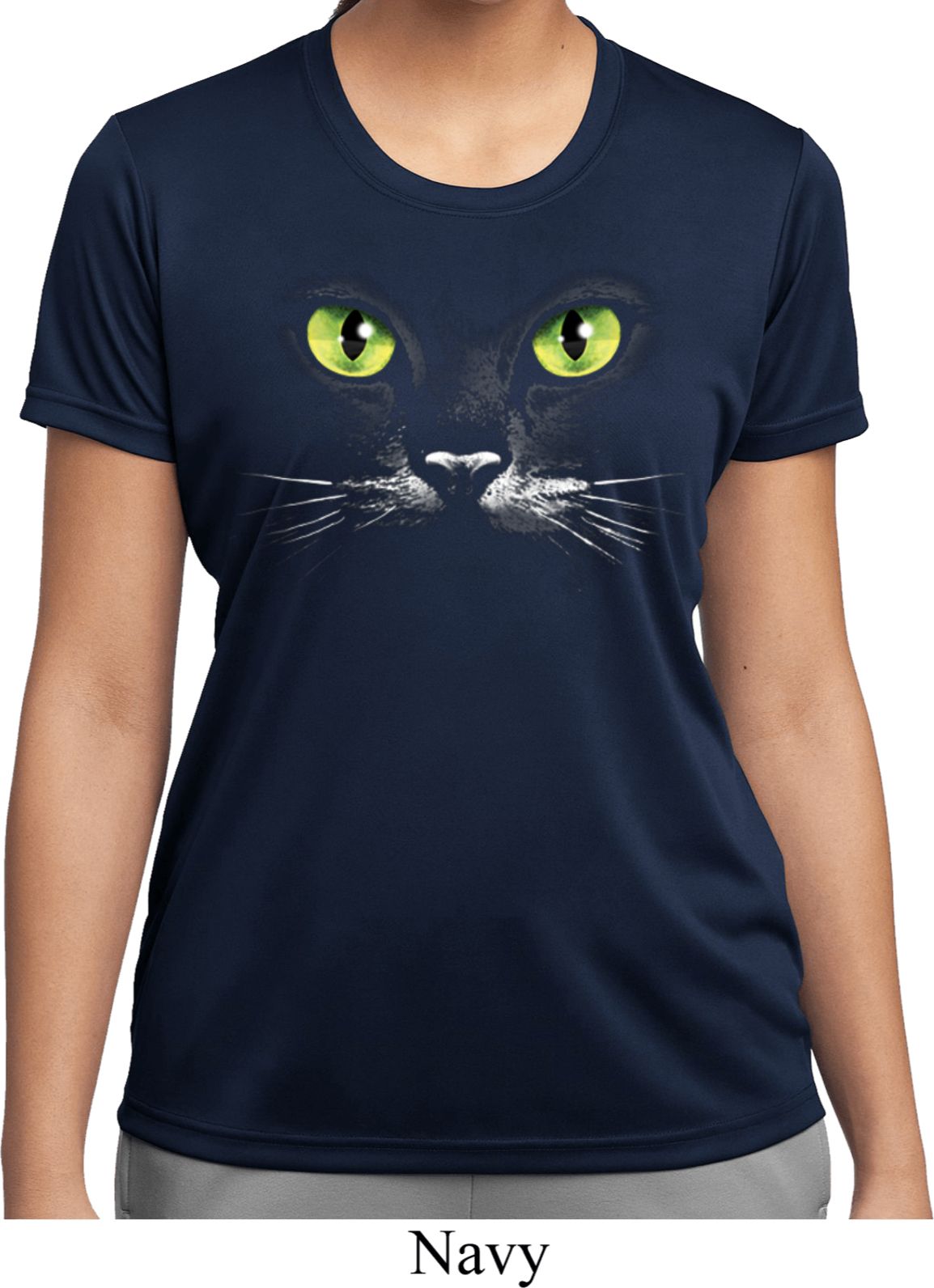 Ladies Halloween Shirt Black Cat Moisture Wicking Tee TShirt Black