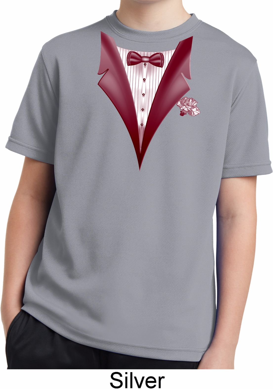 Maroon Tuxedo Kids Moisture Wicking Shirt Maroon Tuxedo Kids Shirts