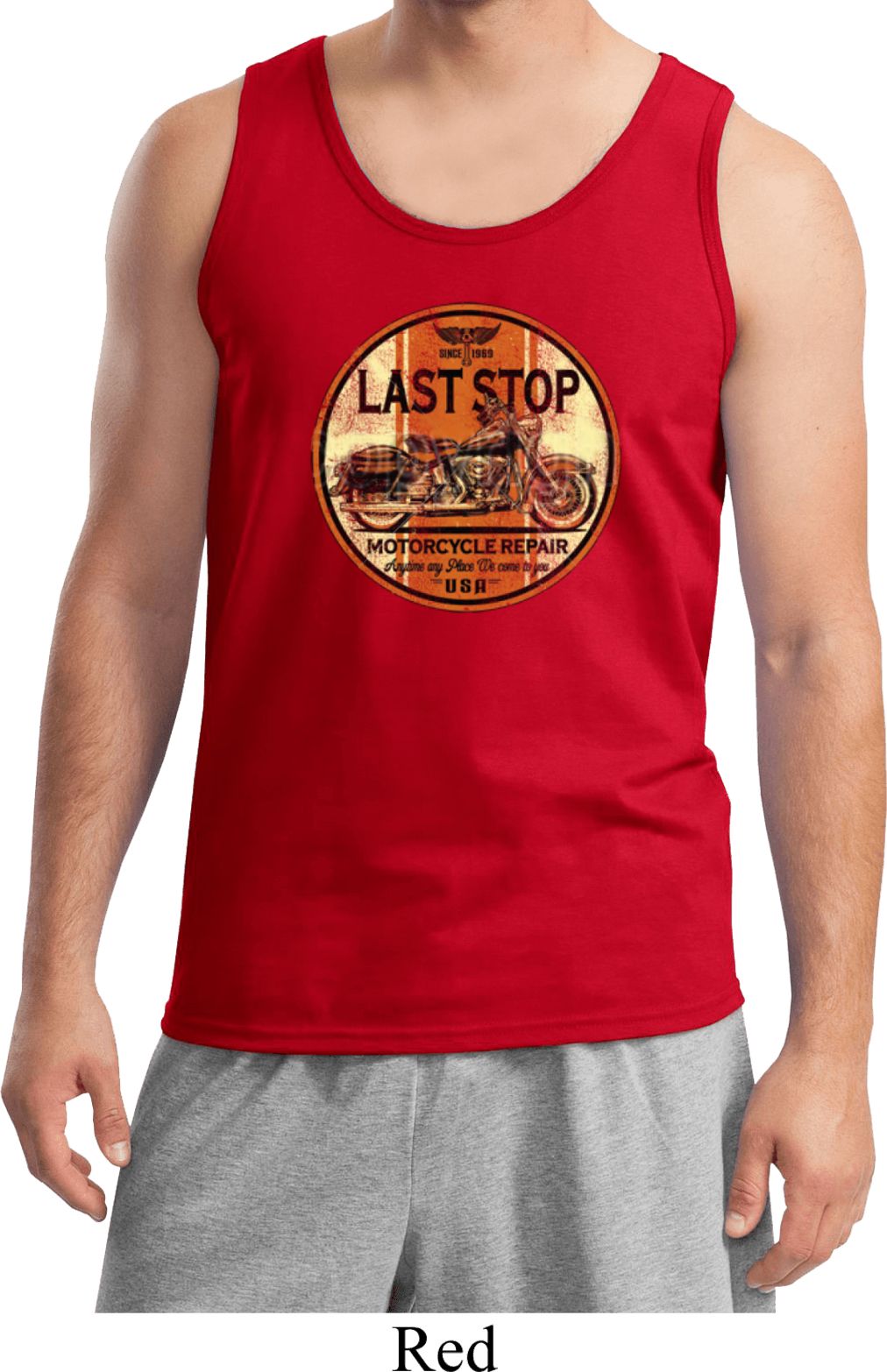 Mens Biker Tanktop Last Stop Tank Top Last Stop Mens Biker Shirts