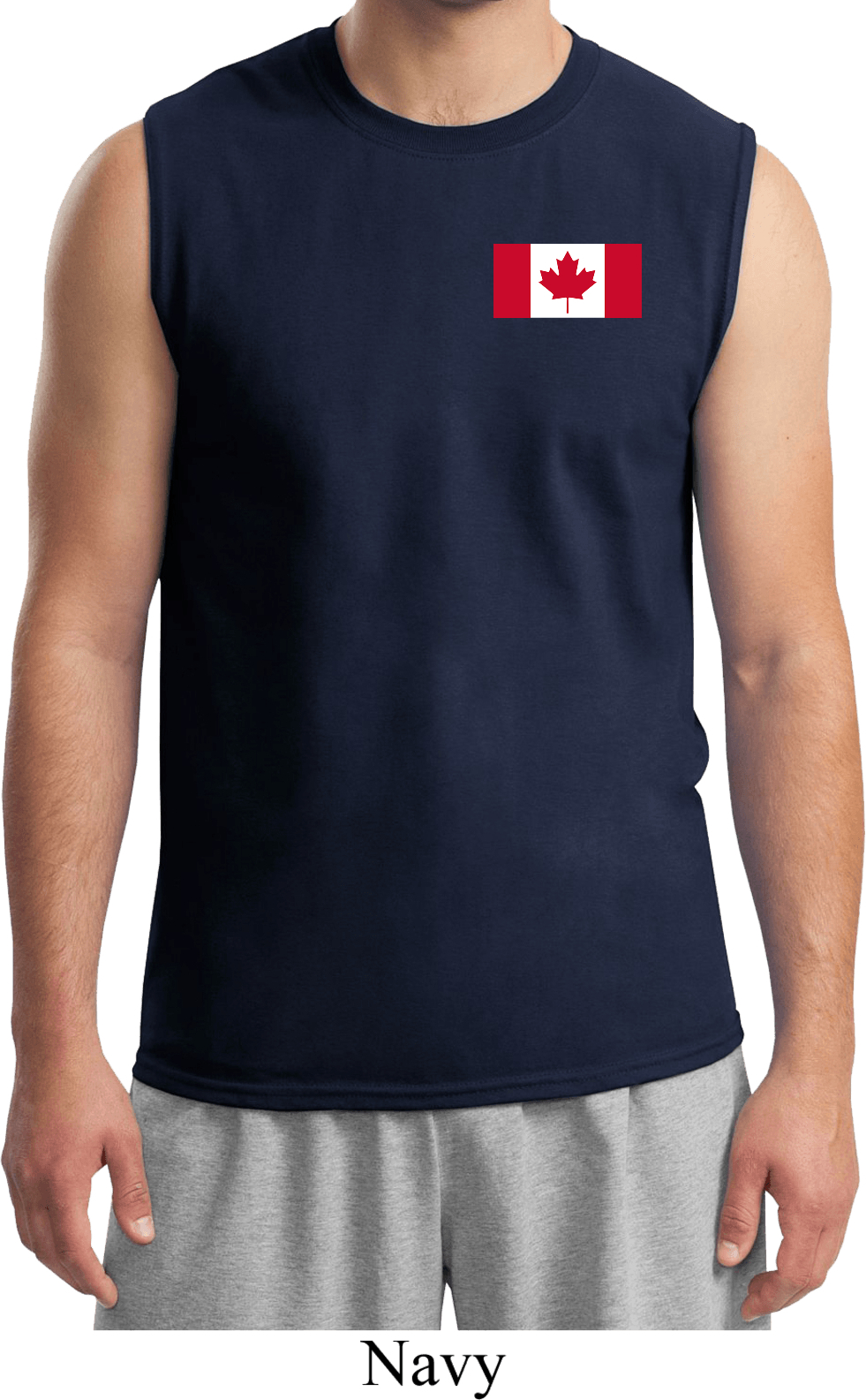 Mens Canada Tee Canadian Flag Pocket Print Muscle Shirt Canadian Flag