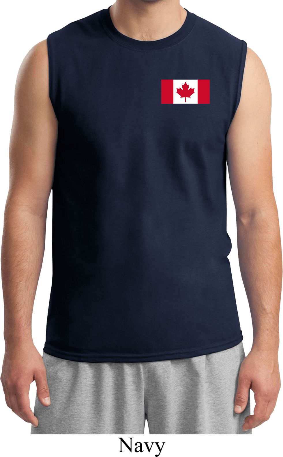 Mens Canada Tee Canadian Flag Pocket Print Muscle Shirt Canadian Flag