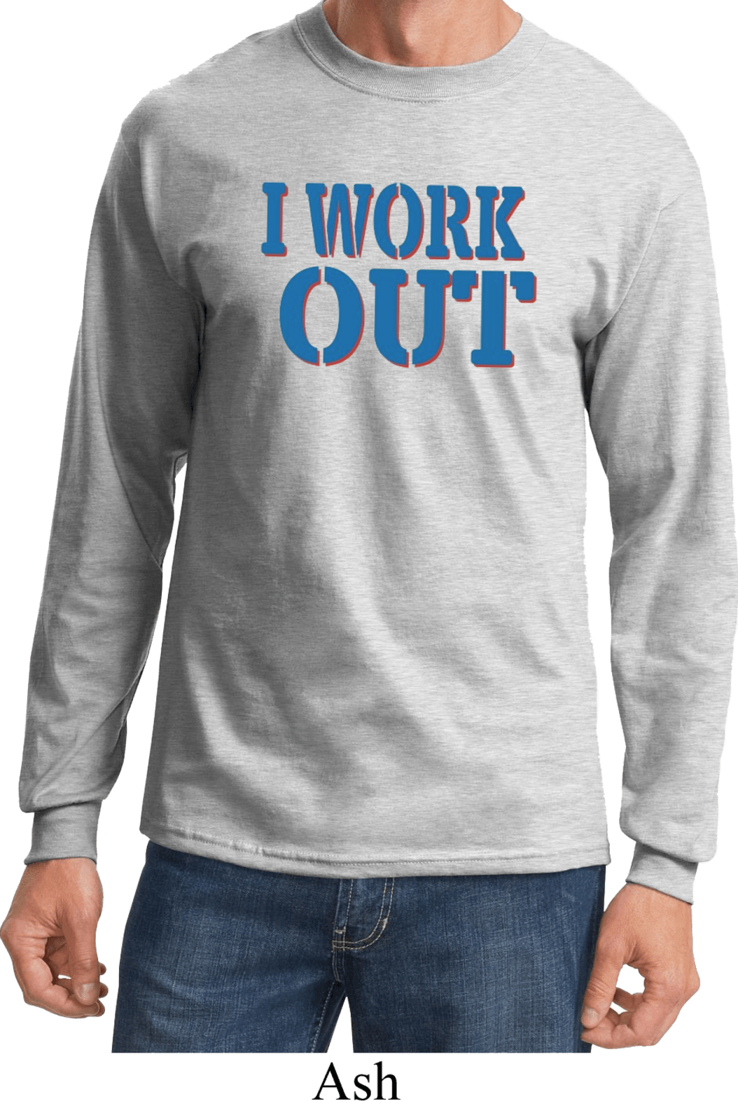 Mens Fitness Shirt I Work Out Long Sleeve Tee TShirt I Work Out Mens