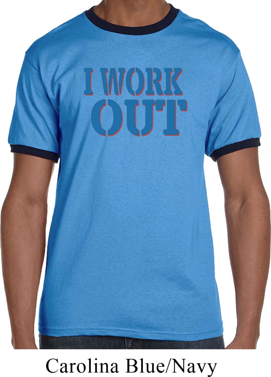 Mens Fitness Shirt I Work Out Ringer Tee TShirt I Work Out Mens