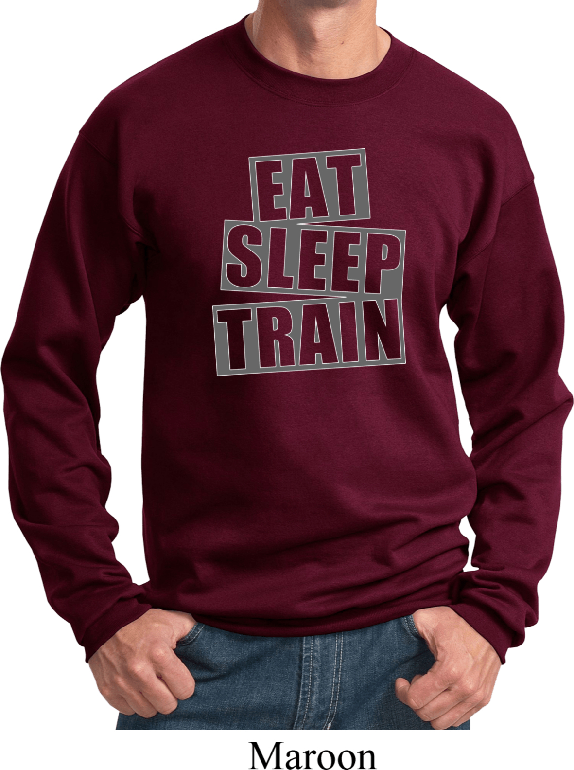 Mens Fitness Sweatshirt Eat Sleep Train Sweat Shirt - Eat Sleep Train