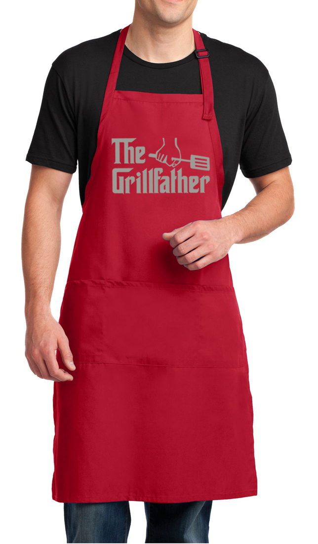 Mens Funny Apron The Grill Father Full Length Apron with Pockets The