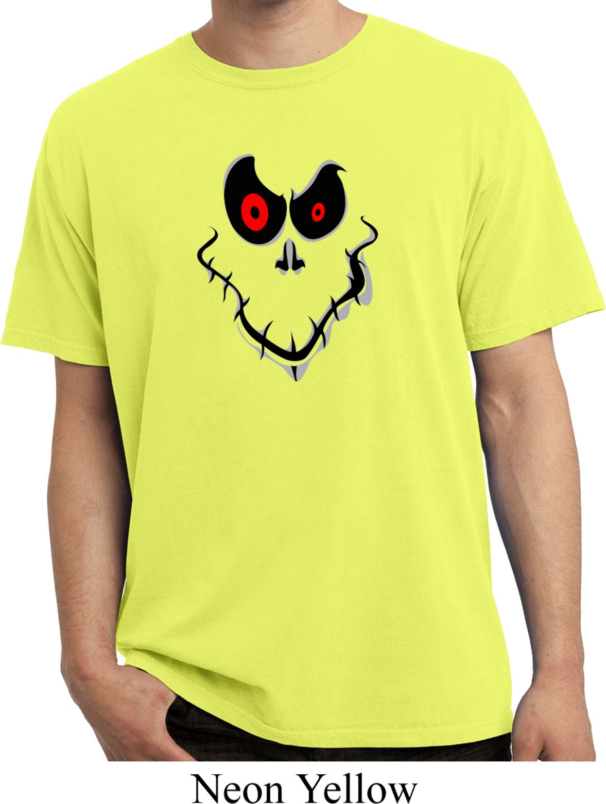 Mens Halloween Shirt Ghost Face Pigment Dyed Tee TShirt Ghost Face