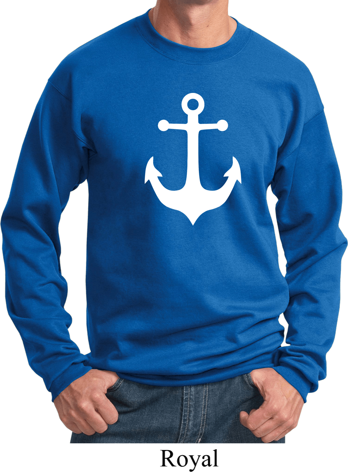 Mens Sailing Sweatshirt White Anchor Sweat Shirt White Anchor Mens