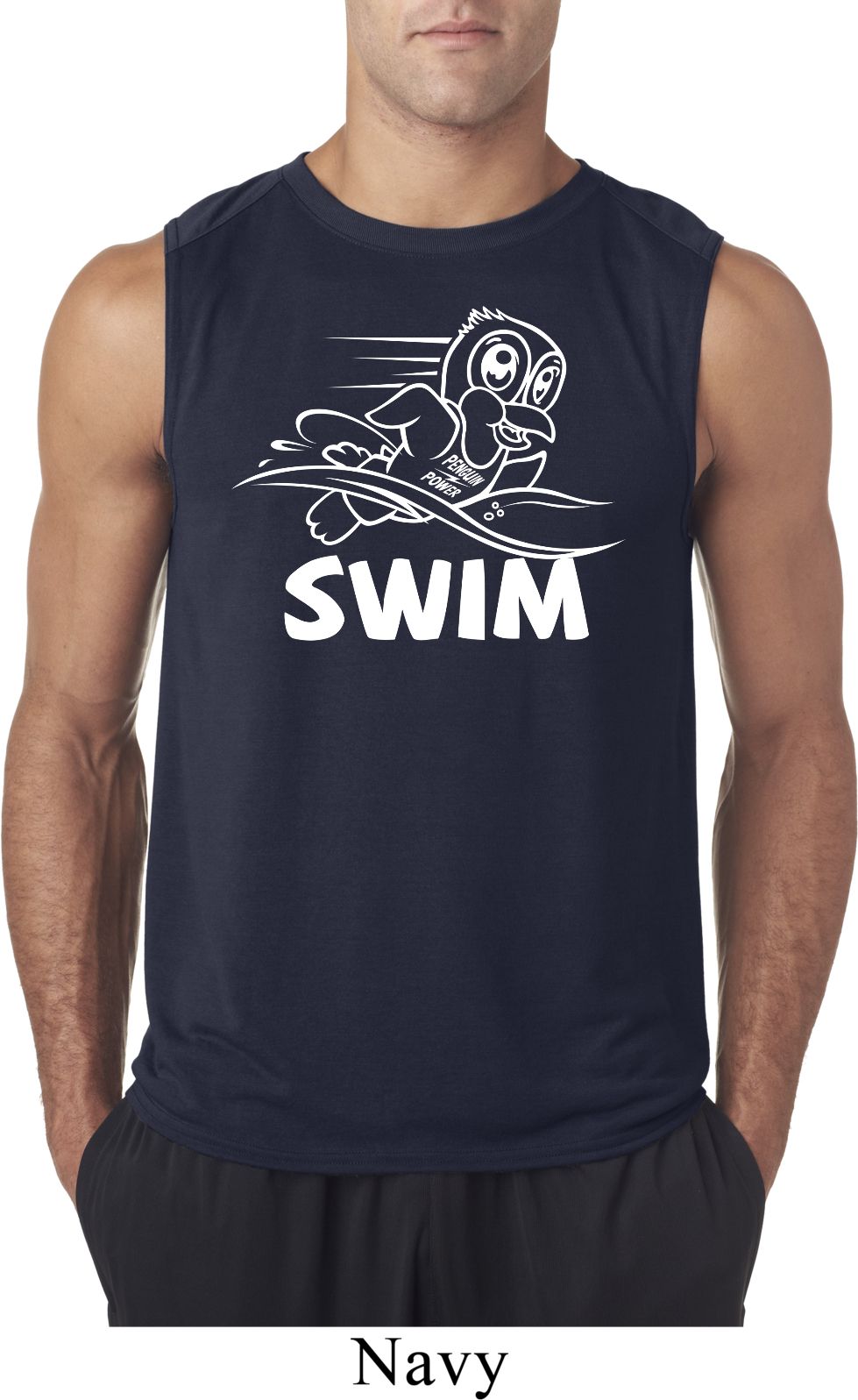 Mens White Penguin Power Swim Sleeveless Shirt White Penguin Power Swim Mens Shirts