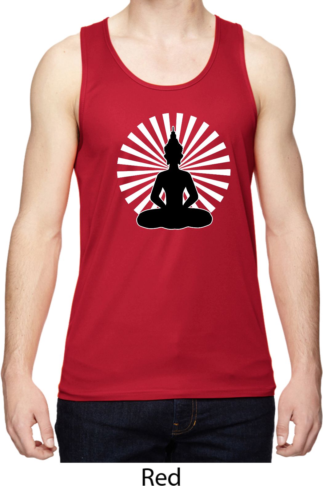 Mens Yoga Meditating Buddha Dry Wicking Tank Top Meditating Buddha