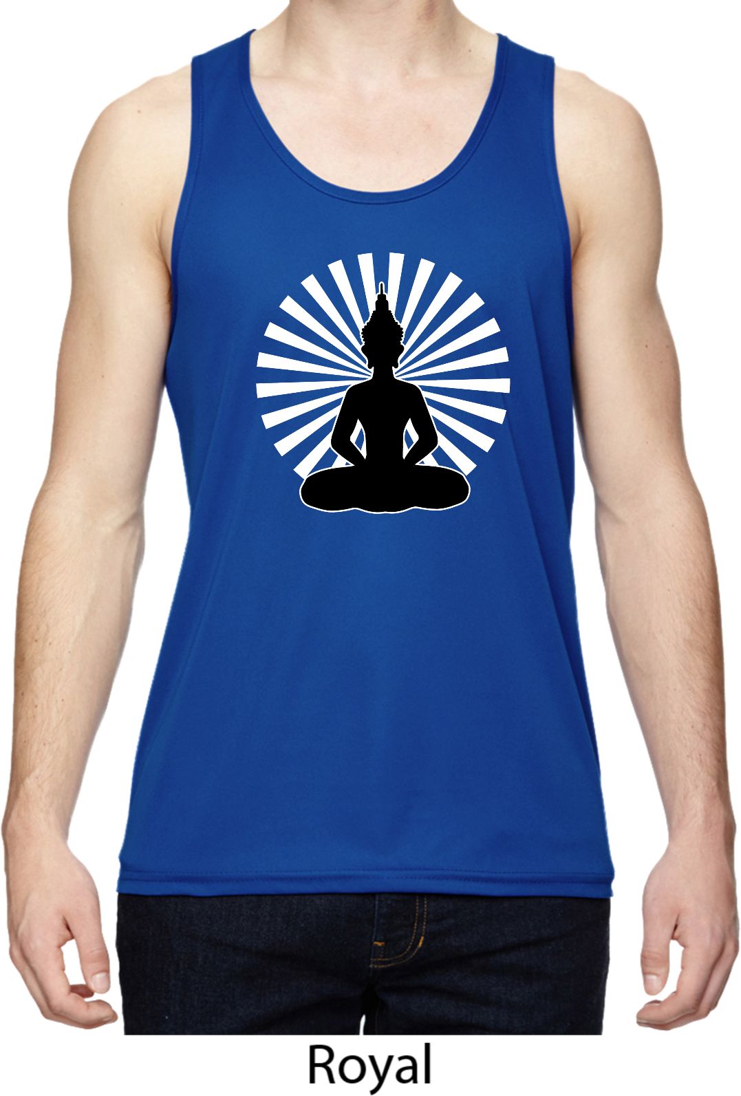 Mens Yoga Meditating Buddha Dry Wicking Tank Top Meditating Buddha