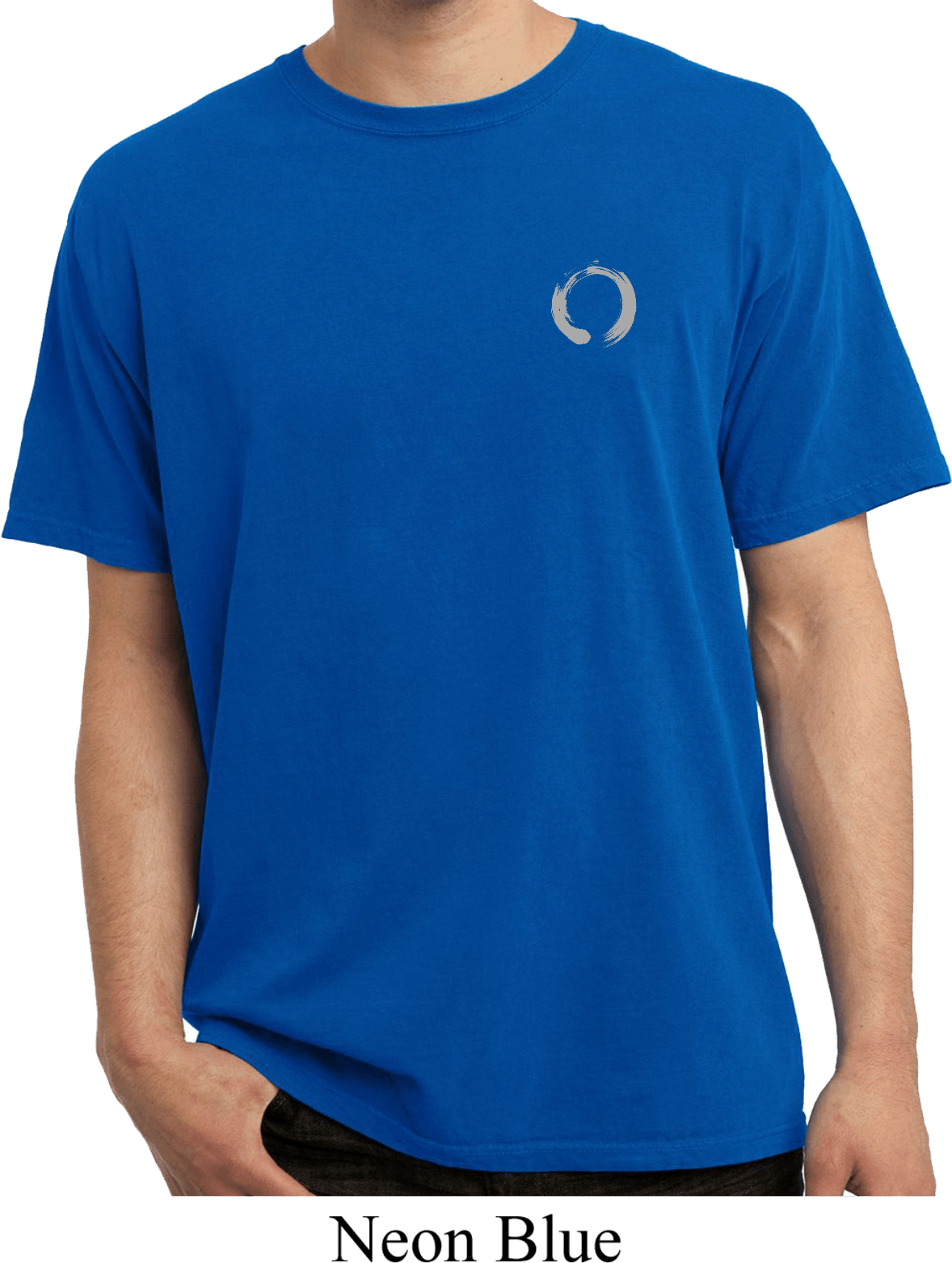Mens Yoga Shirt Enso Pocket Print Pigment Dyed Tee TShirt Enso