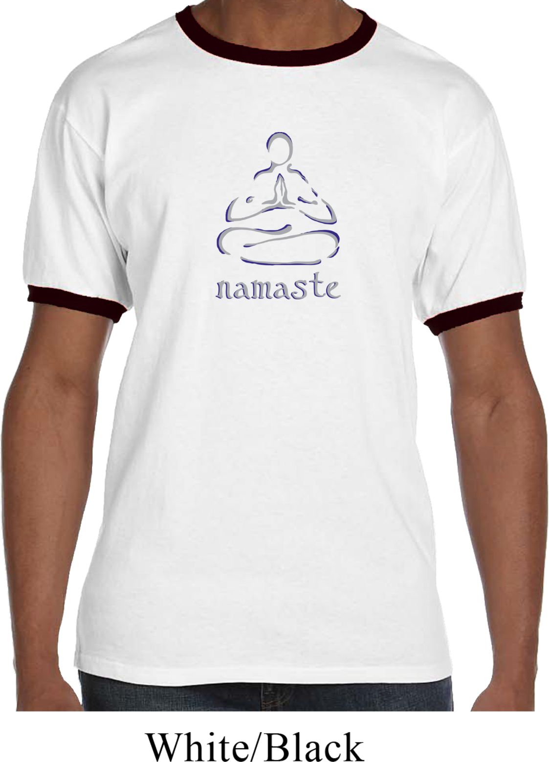 Mens Yoga Shirt Namaste Lotus Pose Ringer Tee TShirt Namaste Lotus