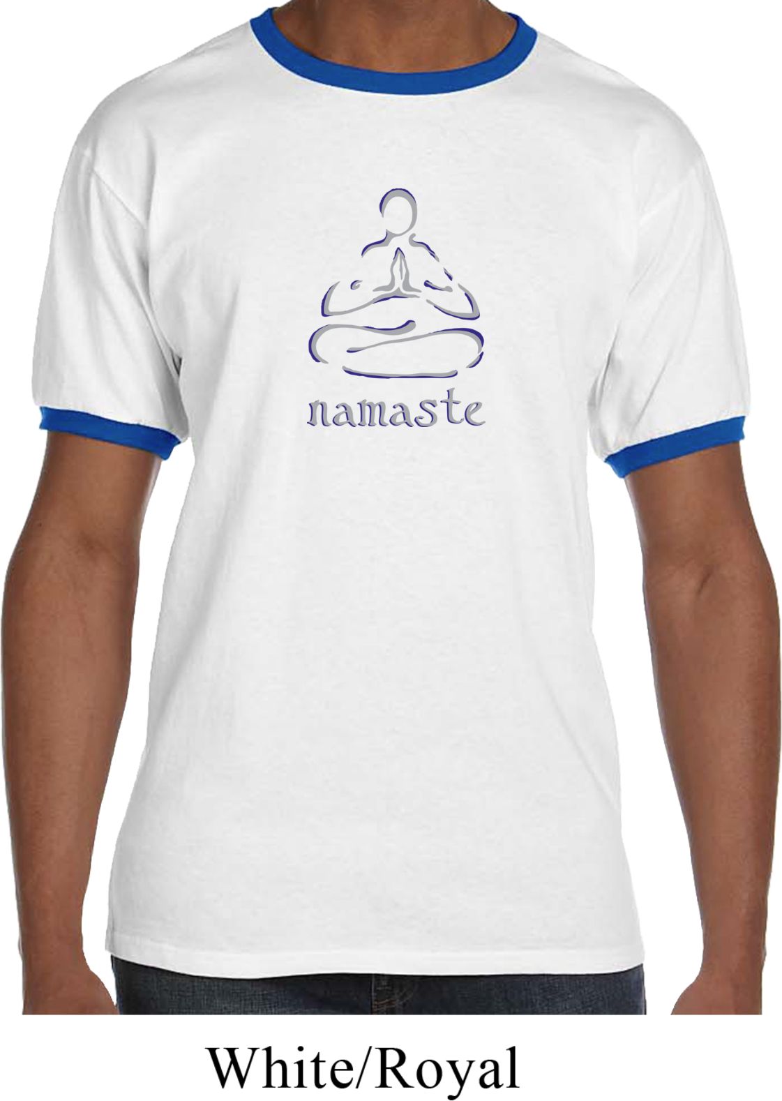 Mens Yoga Shirt Namaste Lotus Pose Ringer Tee TShirt Namaste Lotus