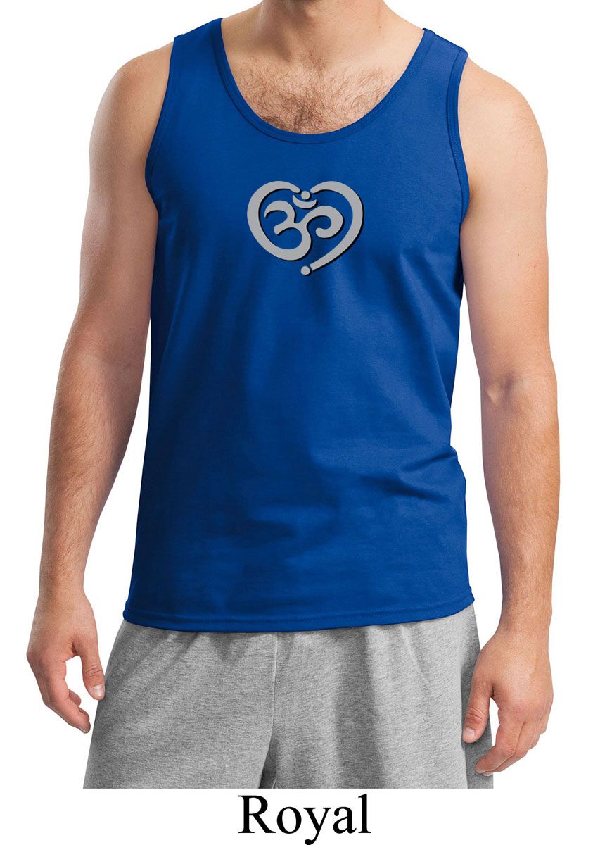Mens Yoga Tanktop OM Heart Tank Top OM Heart Mens Yoga Shirts