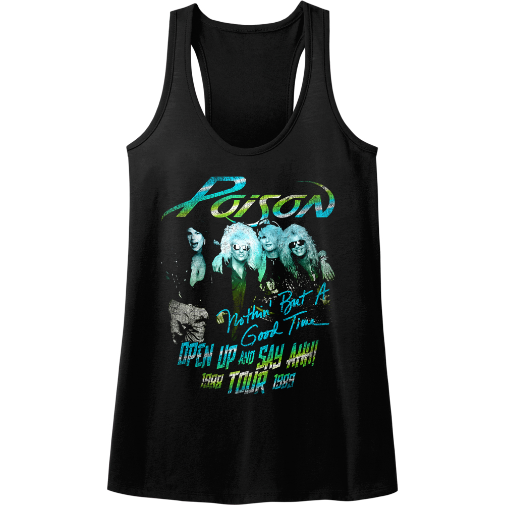 Poison Juniors Tank Top Open Up And Say Ahh Tour Black Racerback Poison Rock Band Shirts