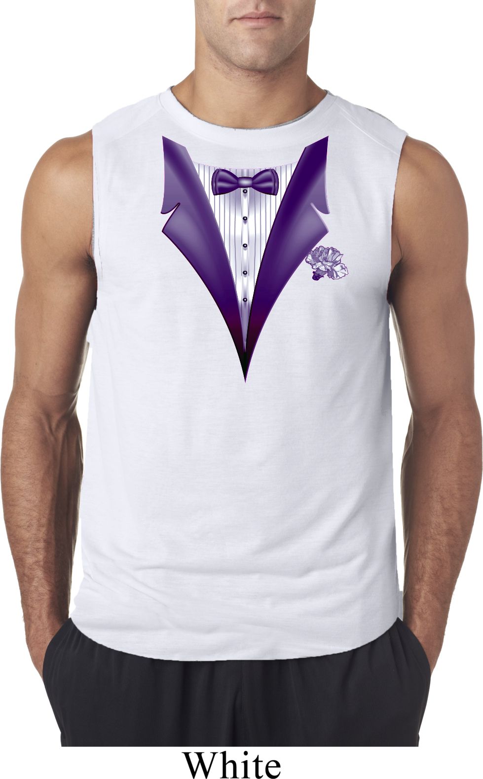 Purple Tuxedo Mens Sleeveless Shirt Purple Tuxedo Mens Shirts