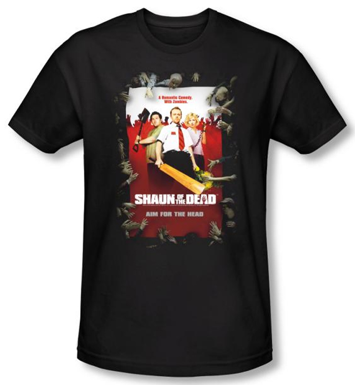 Shaun Of The Dead Tshirt Movie Poster Adult Black Slim Fit Tee Shirt