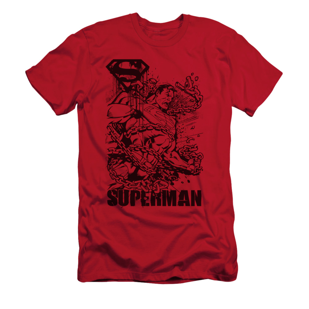 Superman Shirt Slim Fit Breaking Chains Red TShirt Superman Breaking Chains Shirts