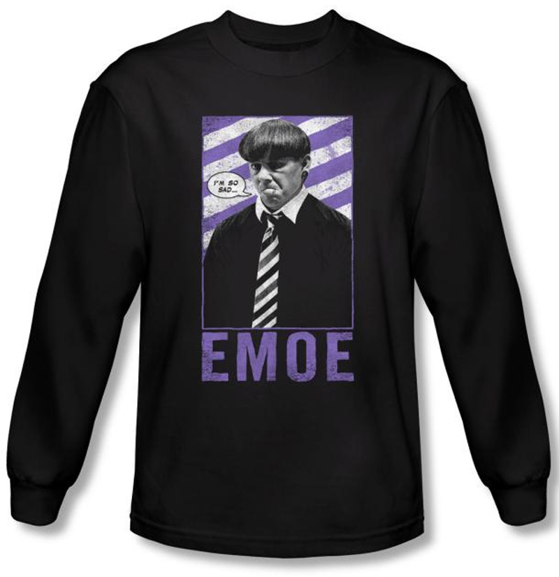 Three Stooges Shirt Emoe Funny Adult Black Long Sleeve T-Shirt - Three ...