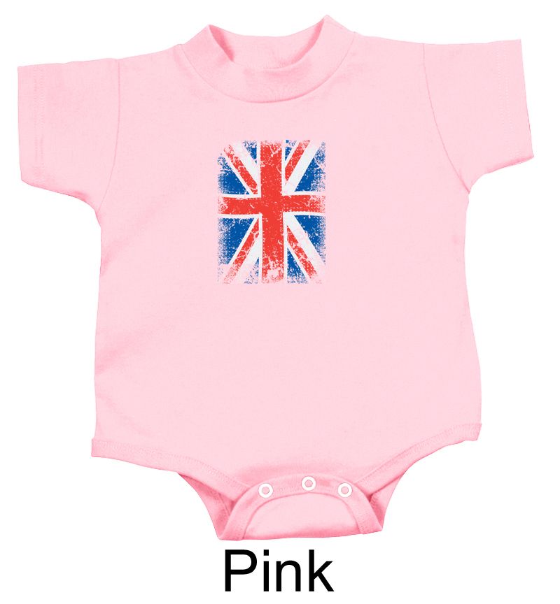 Union Jack Romper British UK Flag Small Print Infant Baby Creeper