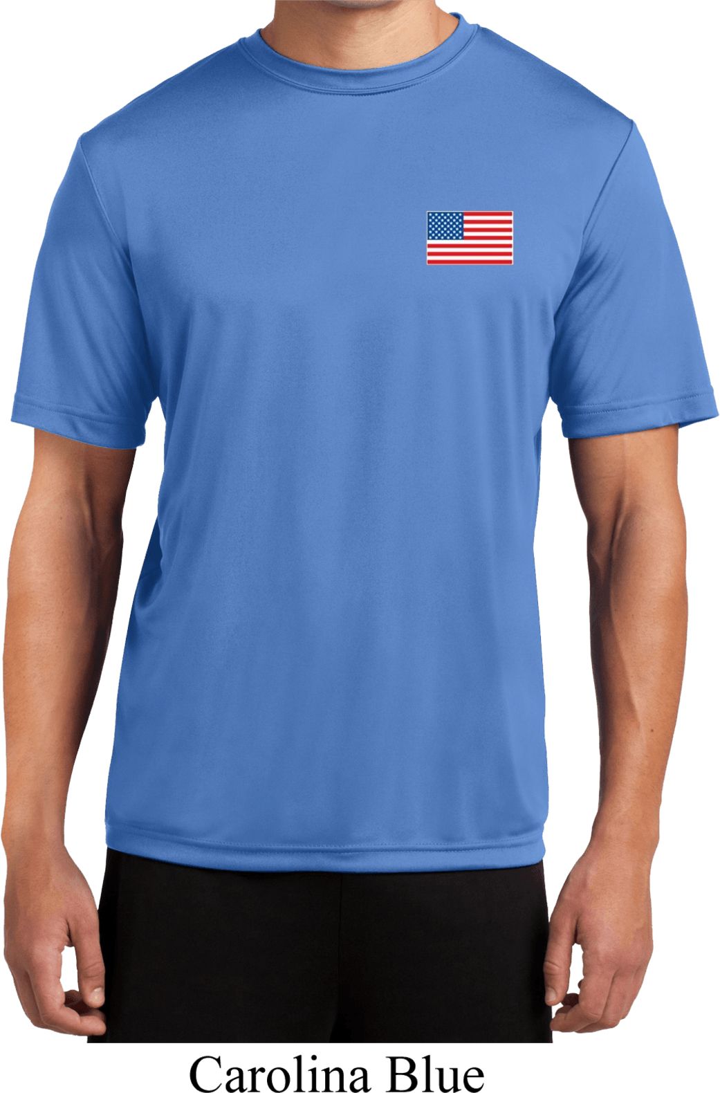US Flag Pocket Print Mens Moisture Wicking Shirt - US Flag Mens Shirts