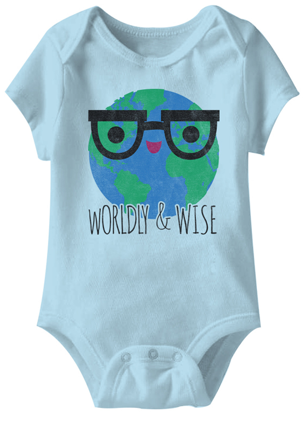 Worldly & Wise Funny Baby Romper Light Blue Infant Babies Creeper