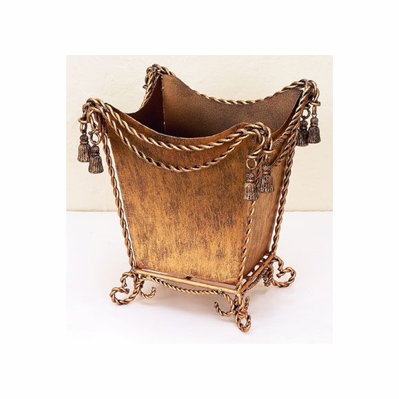 Antique Gold Finish Waste Basket