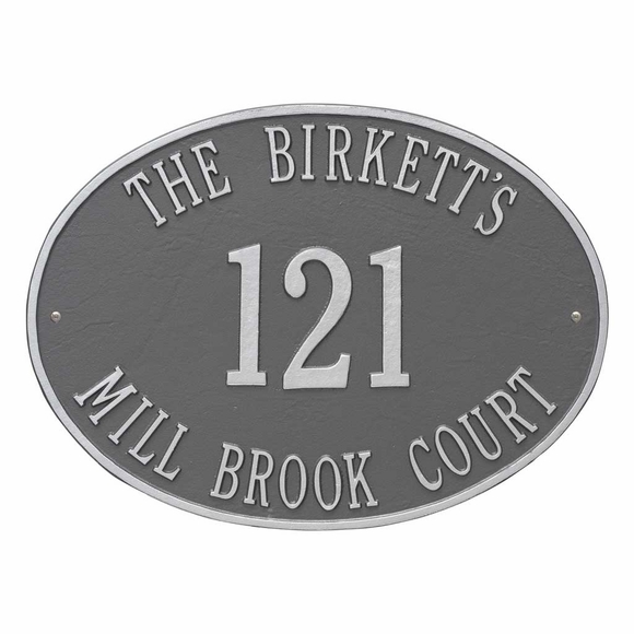 Oval Address Sign With Family Name, House Number, and Street Name