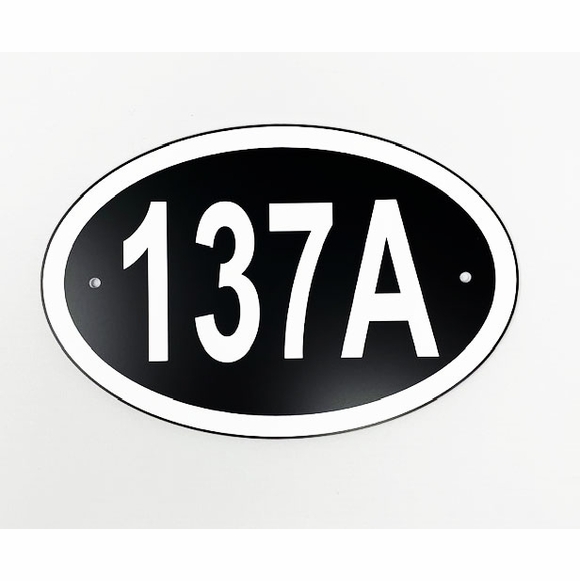 House Address Plaque, Modern Numbers, Oval Shape