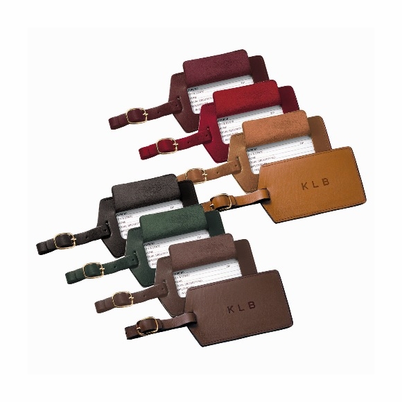 Leather Luggage Tag Monogrammed with Initials