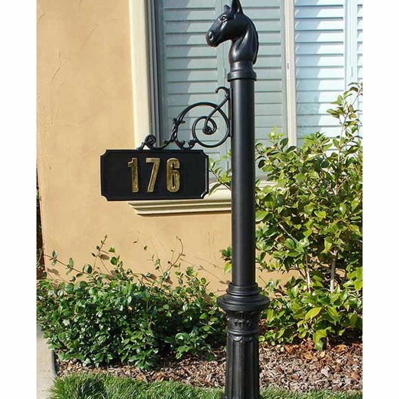 Hanging Address Sign with Decorative Post