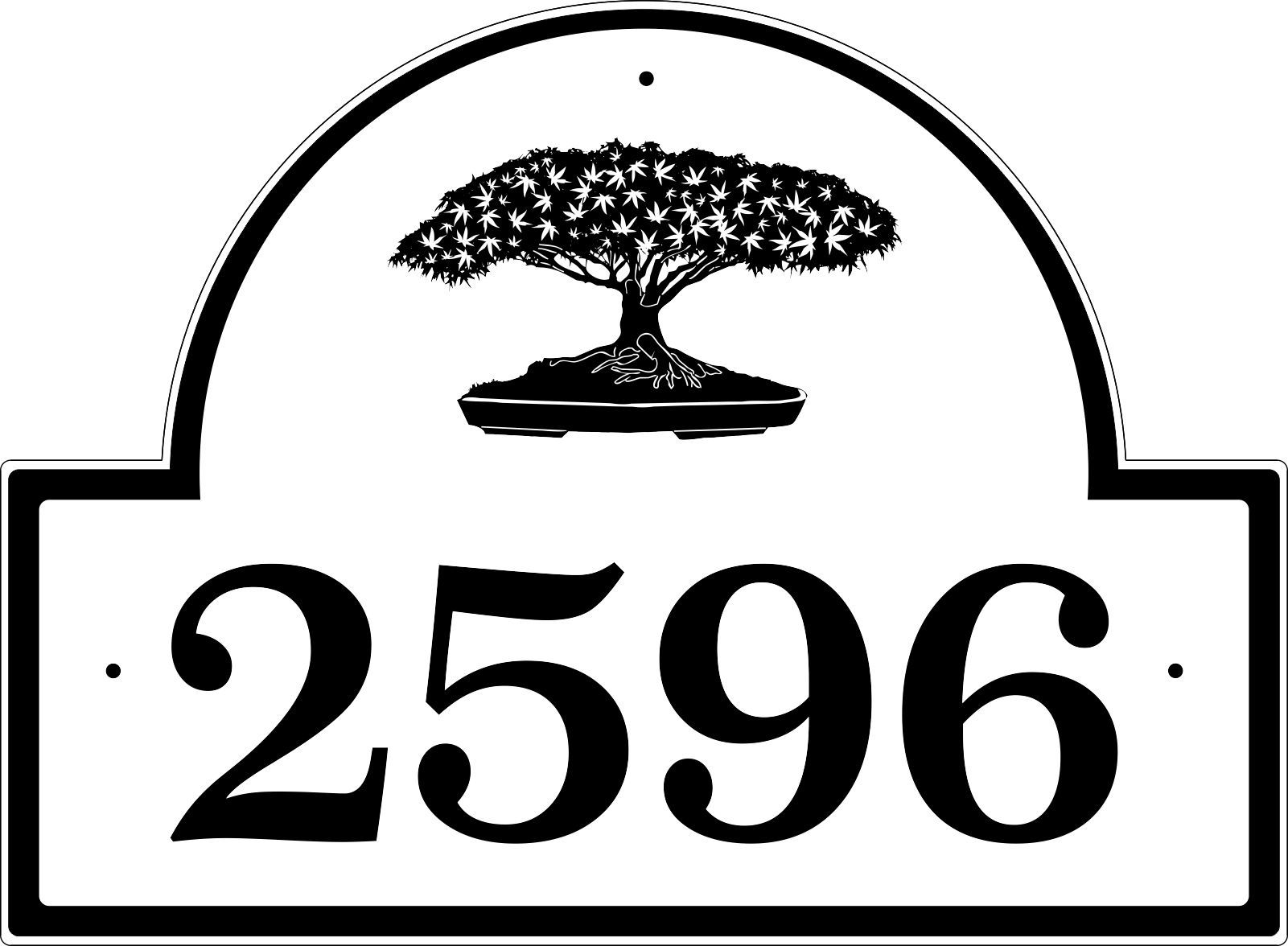 Address Sign With Tree Choose Palm Tree, Bonsai Tree Or Other Tree